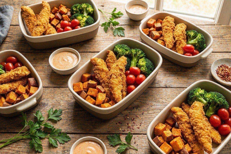 Golden crispy chicken strips from the air fryer with a parmesan crust